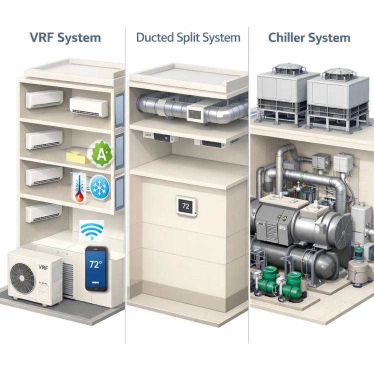 VRF ، داکت اسپلیت یا چیلر؟ - انتخاب عاقلانه کدام است؟