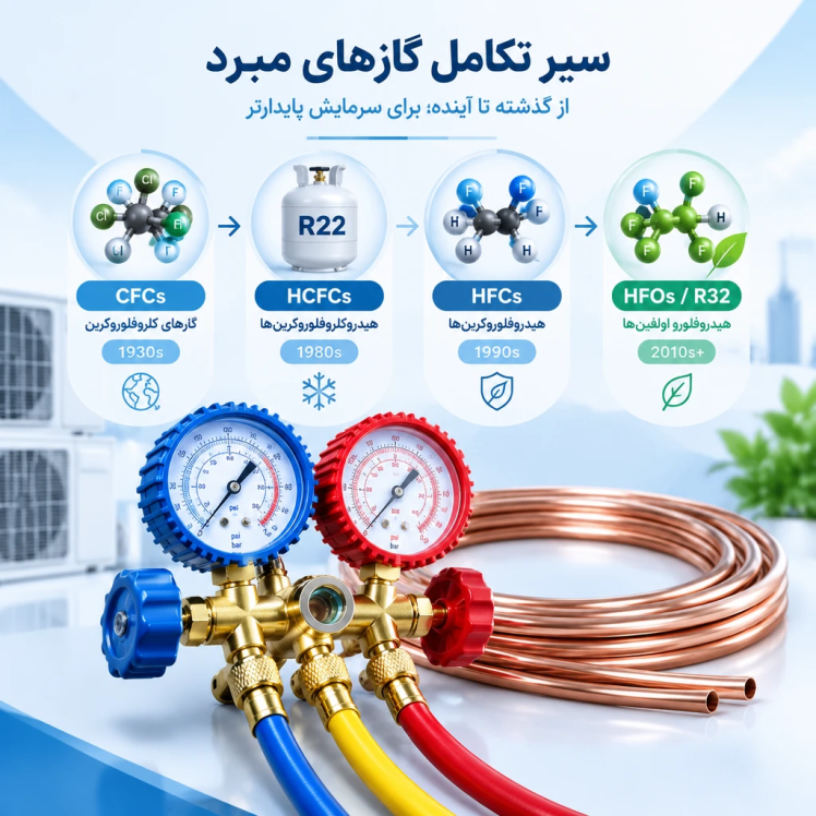 تاریخچه و سیر تحول گازهای مبرد در صنعت تبرید و تهویه مطبوع (HVAC)