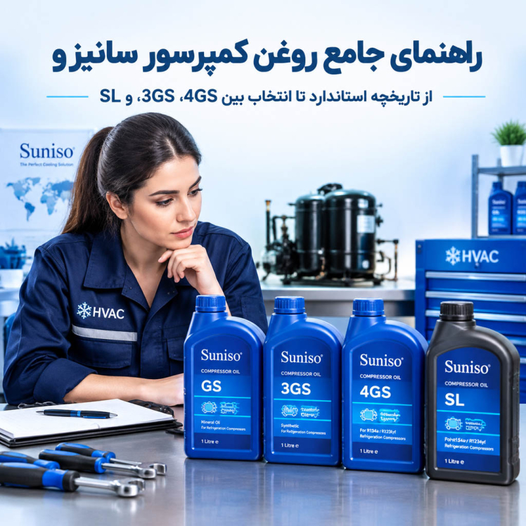 راهنمای جامع روغن کمپرسور سانیزو: از تاریخچه استاندارد تا انتخاب بین GS، 3GS، 4GS و SL